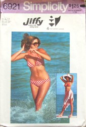 6921 1975 JIFFY REVERSE BIAS BIKINI,SHAWL PATTERN 6